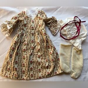 Pleasant Company American Girl 1990s Felicity Rose Garden Meet Dress, Socks, Hat